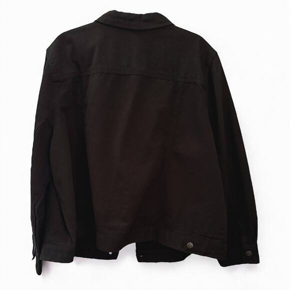 Jessica London Classic Cotton Black Denim Jean Jacket - Size 28W - Picture 5 of 11